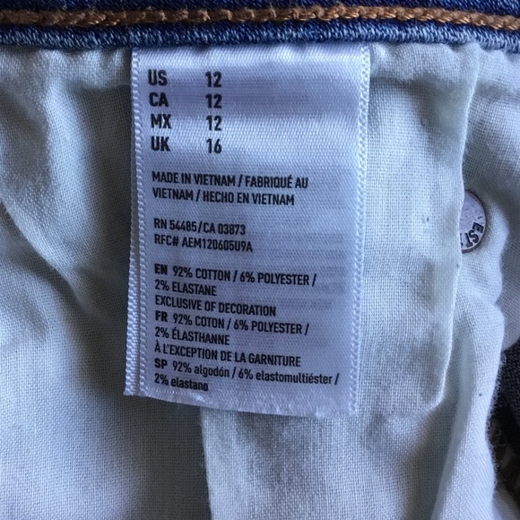 American Eagle Outfitters Denim Skirt Super Stretch X Frayed Hem Size 12 - Picture 6 of 6